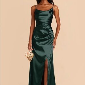 Birdy Grey Dark Green Satin Maxi Dress